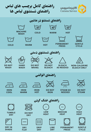 راهنمای کامل برچسب های لباس راهنمای شستشوی لباس ها