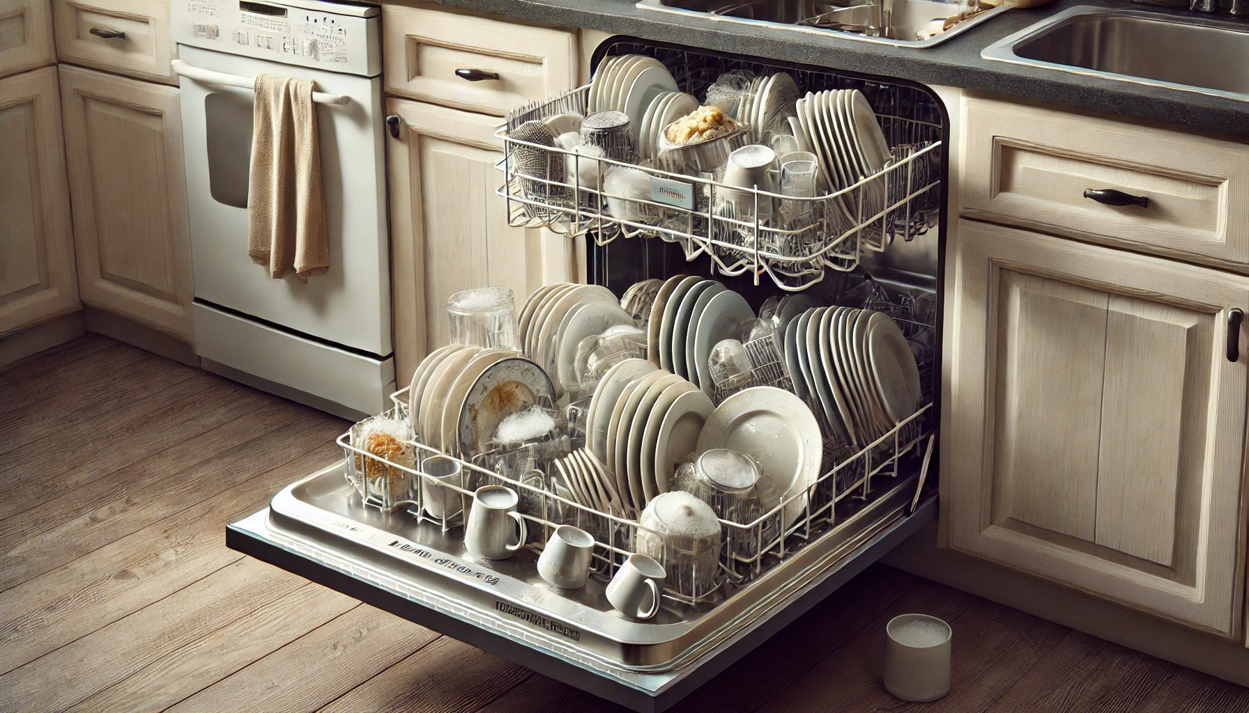 چیدمان نادرست ظروف از دلایل تمیز نشدن ظروف در ماشین ظرفشویی