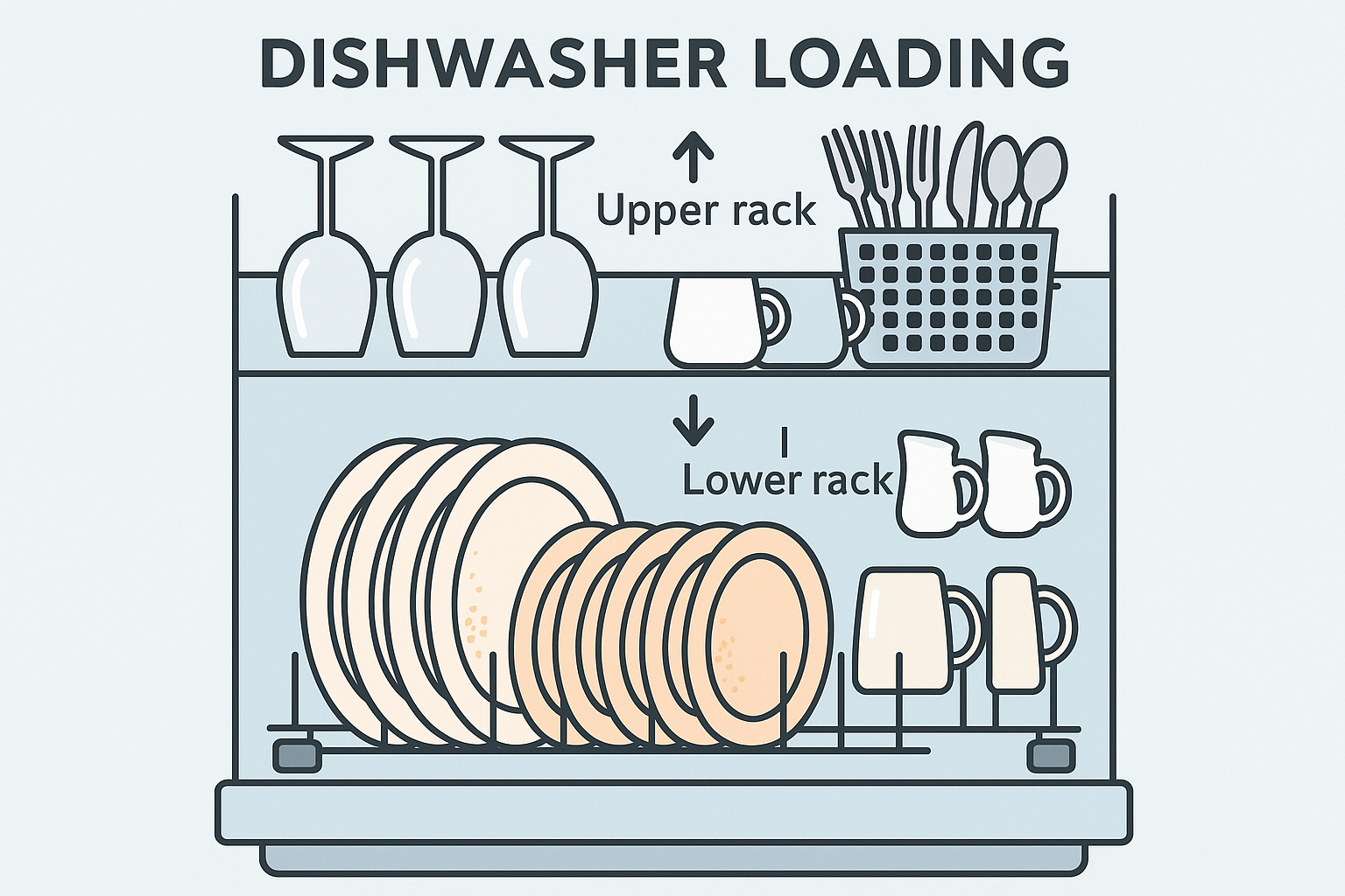 قرار گرفتن درست ظروف در ظرفشویی اسنوا