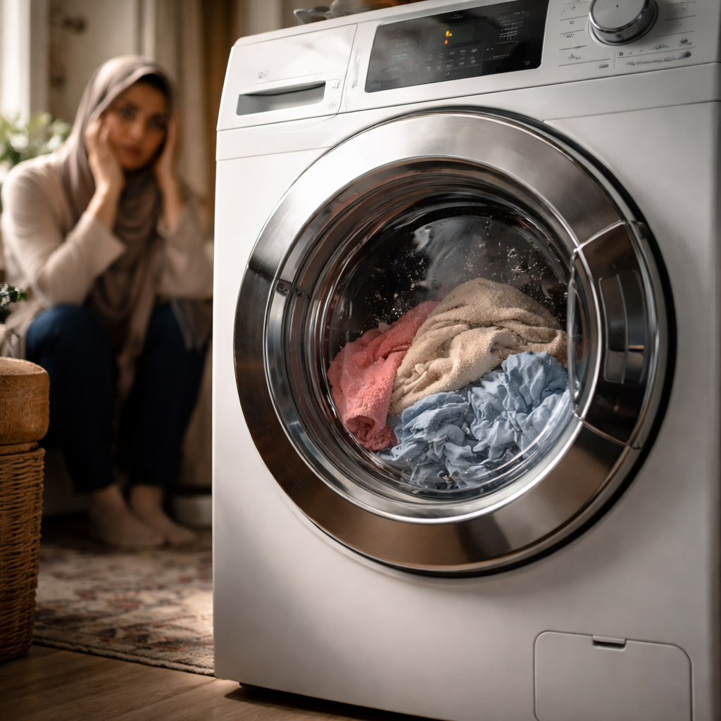 درب ماشین لباسشویی باز نمی شود و لباس ها داخل دستگاه گیر کرده اند